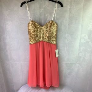 NWT B. Darlin womens 5/6 strapless glitter dress